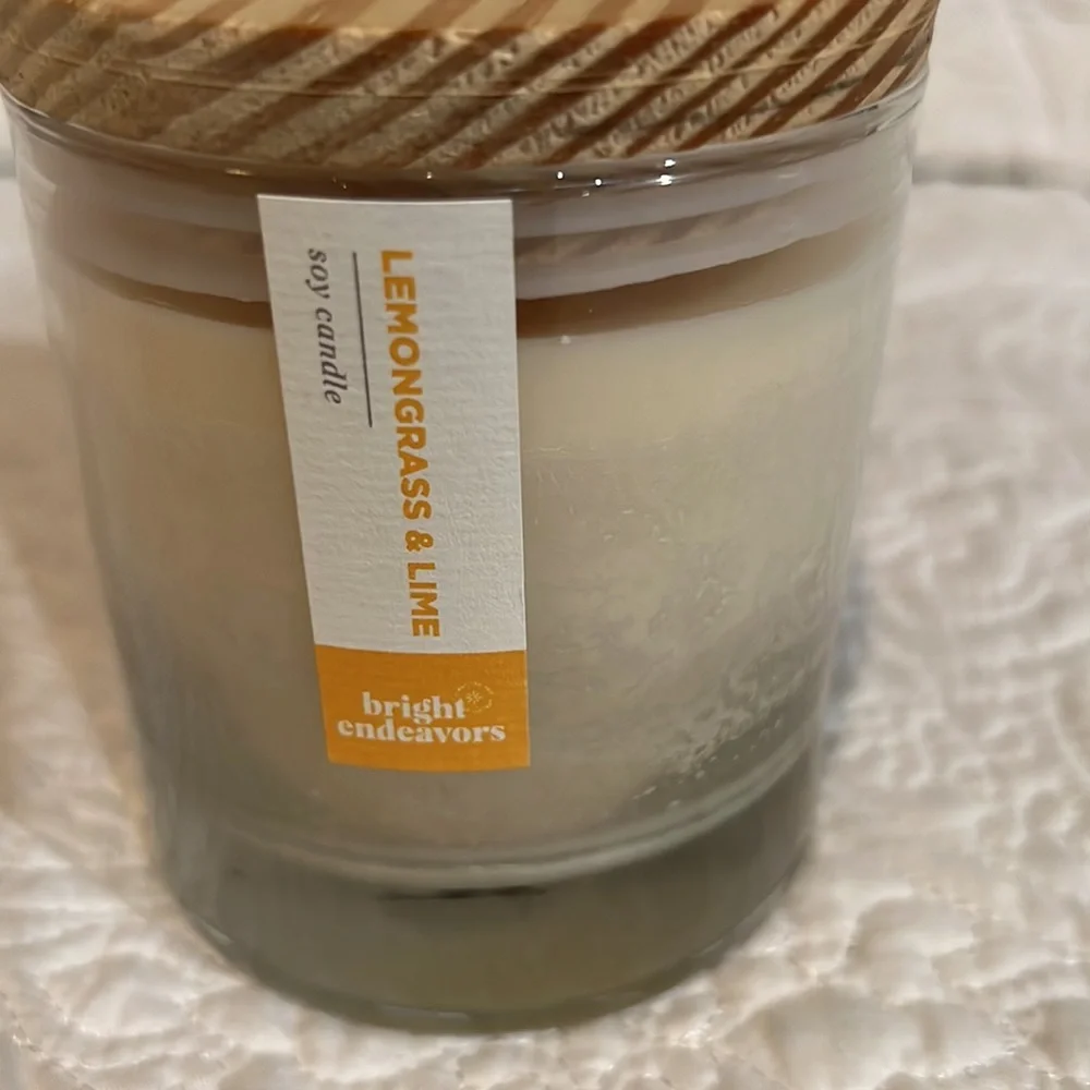 Bright endeavors‎ lemongrass and lime soy candle, new